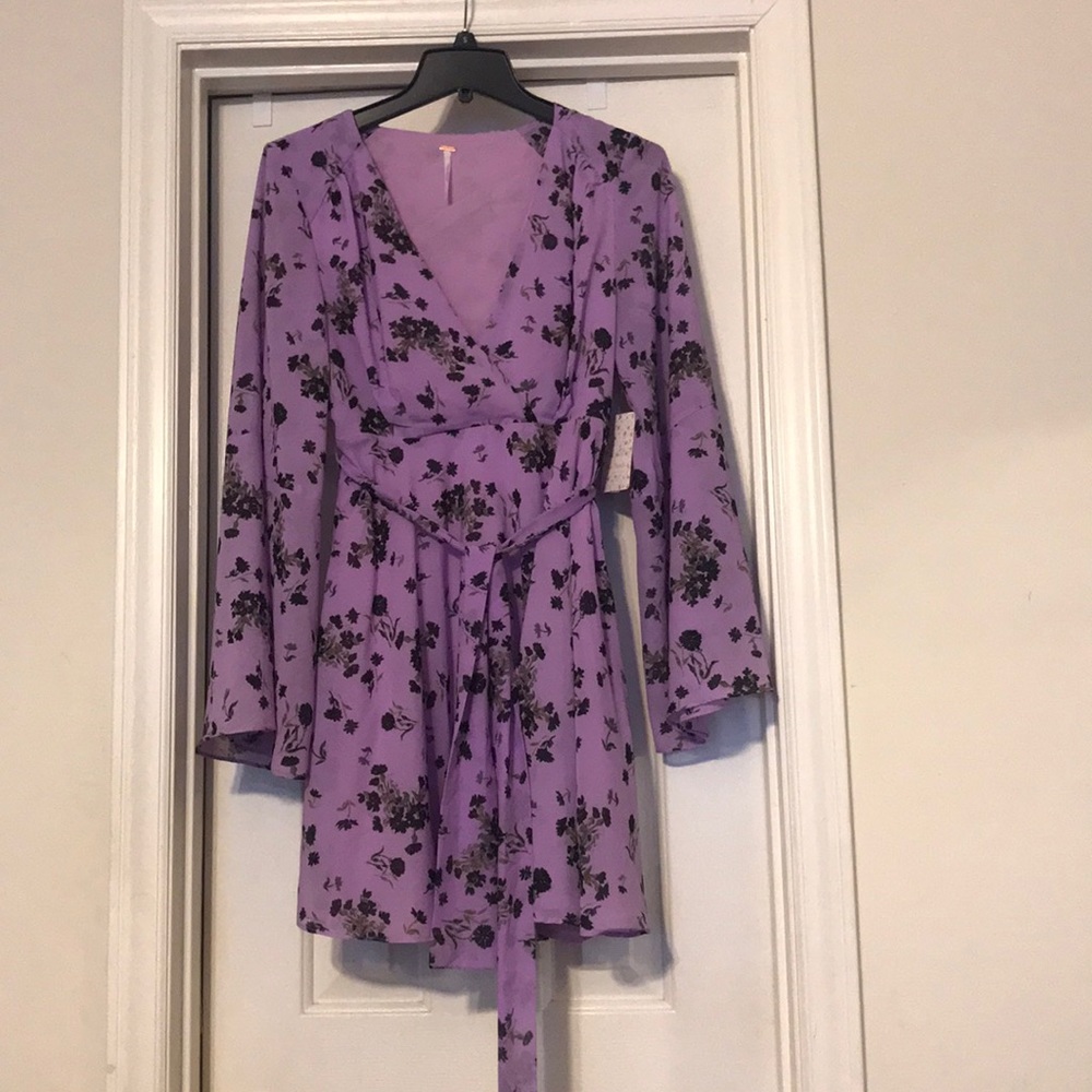 Free People Lavender Floral Wrap Dress